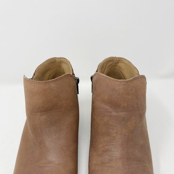 Lucky Brand Womens 6 Brown Burklee Zip Ankle Leather Booties Stacked Block Heel - Picture 7 of 13